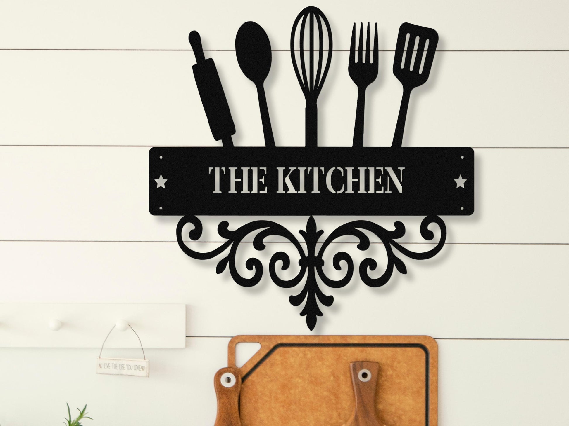 Personalized Kitchen Utensils Metal Sign Custom Family Name Wall Decor Baker Gift