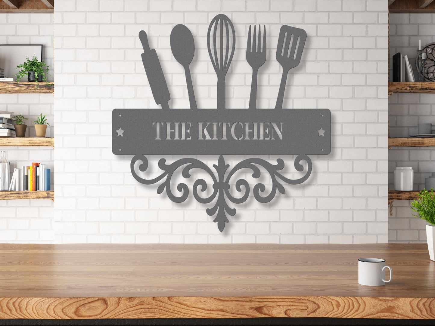 Personalized Kitchen Utensils Metal Sign Custom Family Name Wall Decor Baker Gift