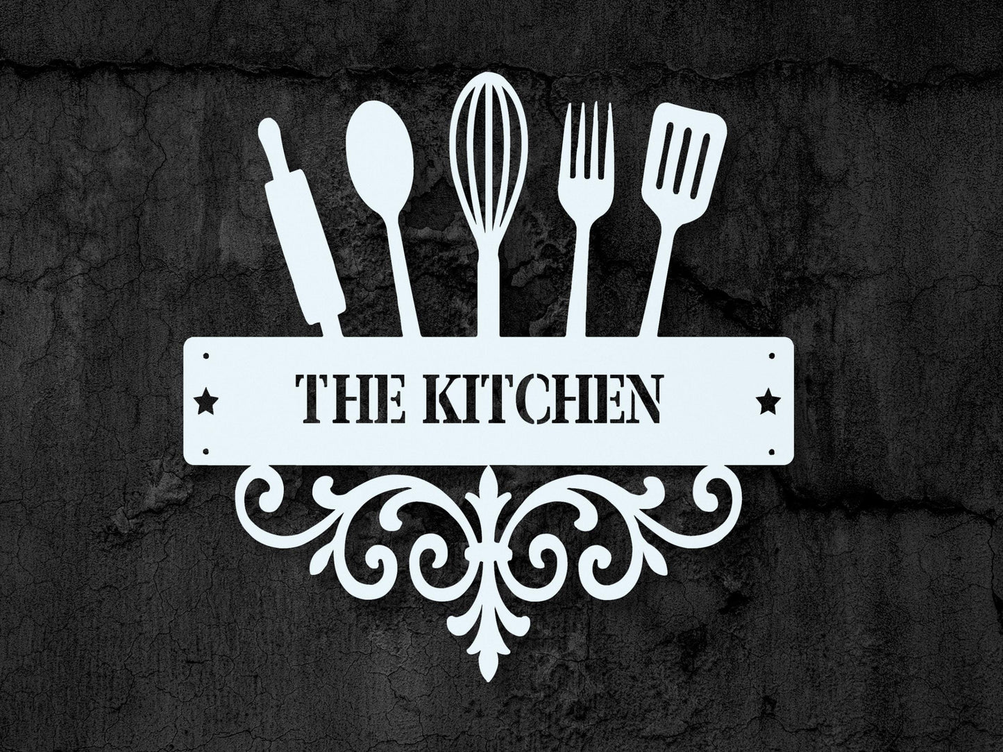 Personalized Kitchen Utensils Metal Sign Custom Family Name Wall Decor Baker Gift