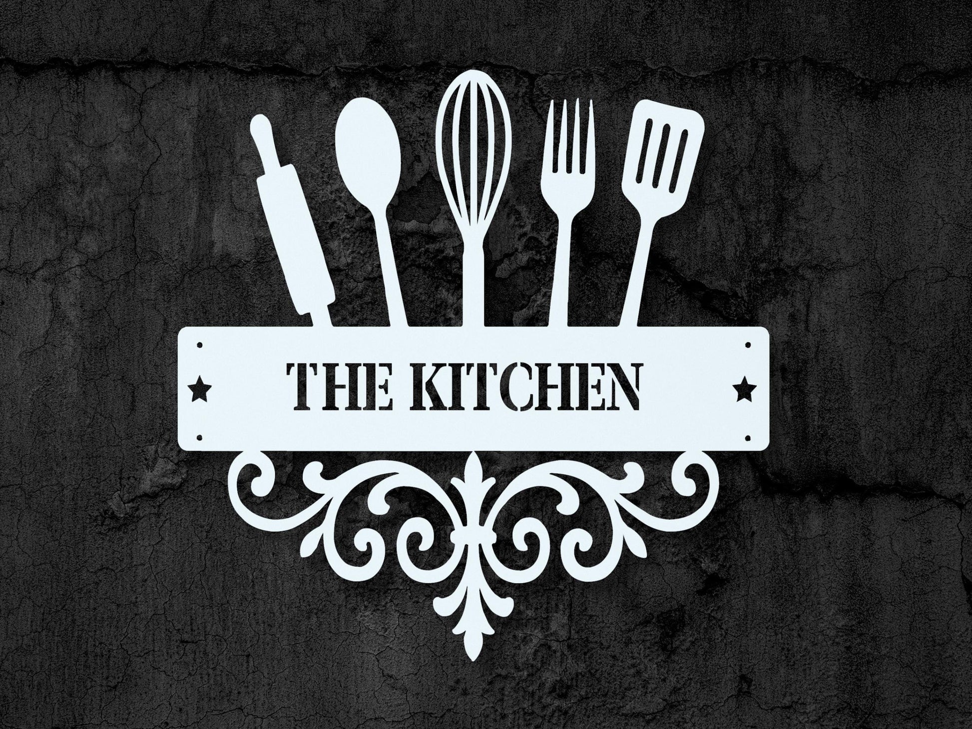 Personalized Kitchen Utensils Metal Sign Custom Family Name Wall Decor Baker Gift