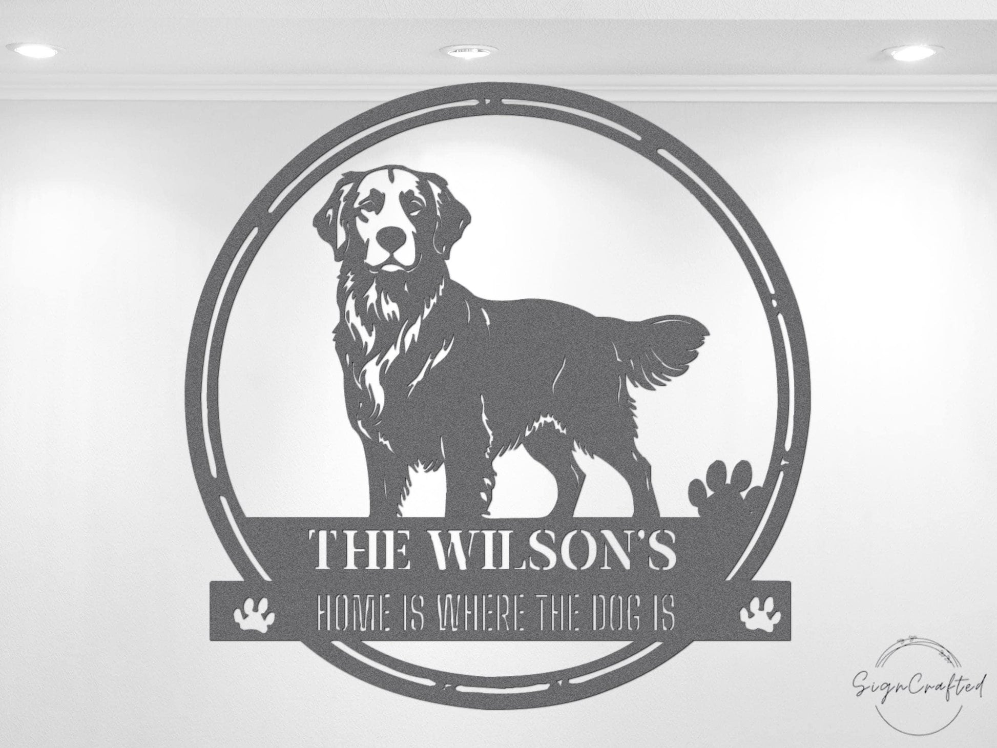 Personalized Metal Dog Breed Sign, Custom Kennel Name Decor, Pet Lover Gift