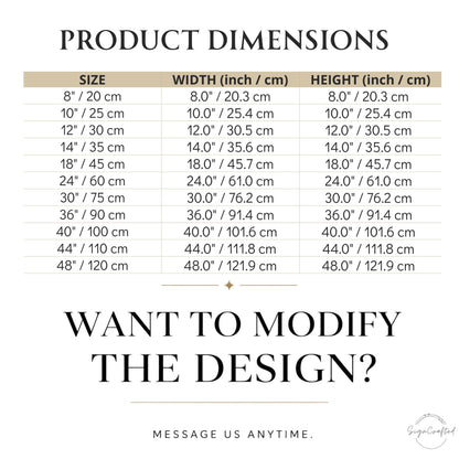 a white poster with a line of measurements